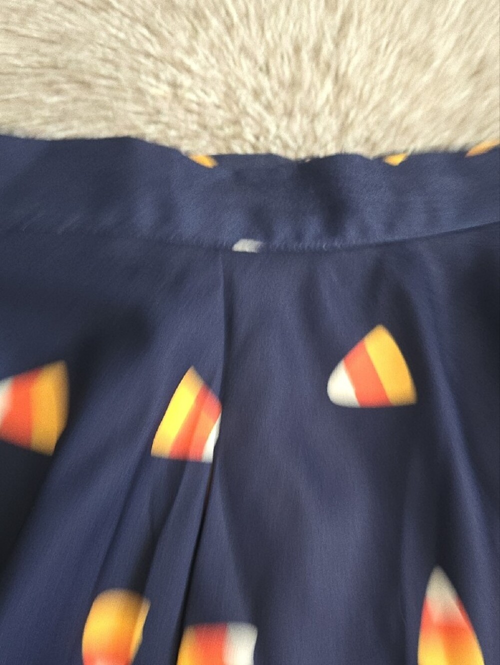 Modcloth Navy Flared Skirt with Candy Corn Motif - Picture 7 of 12